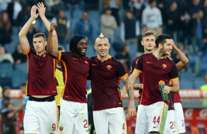 08/11/2015, ROMA-LAZIO (Serie A)
NELLA FOTO : LA ROMA ESULTA A FINE PARTITA
(Foto Bartoletti)